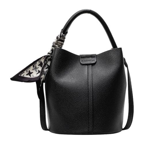ALINUOYQ PU Leder Eimer -Tasche for Frauen mit innerer Tasche Griff (schwarz) von ALINUOYQ