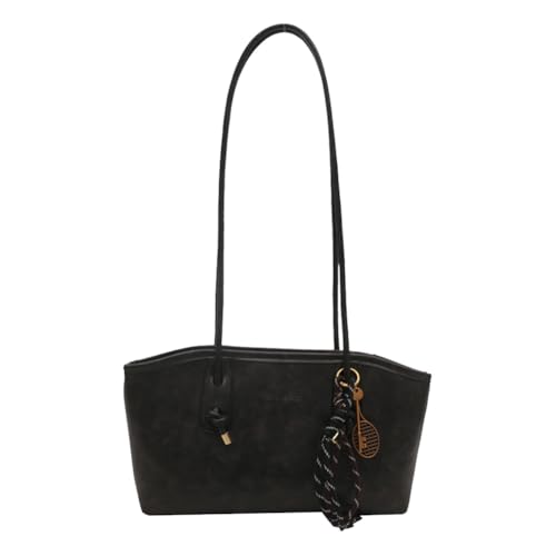 ALINUOYQ PU Leder Umhängetasche Retro Lady Handtasche große Geldbeutel for Frauen reisen (schwarz) von ALINUOYQ