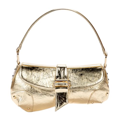 ALINUOYQ PU Mode Kupplung Geldbörse for Frauen Sattel Umhängetasche Y2K Party Achselbeutel (Gold) von ALINUOYQ