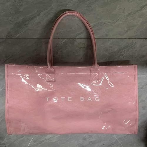 ALINUOYQ PVC Stylish Letter Print Handtasche Casual Umhängetasche Freizeittasche (Pink) von ALINUOYQ