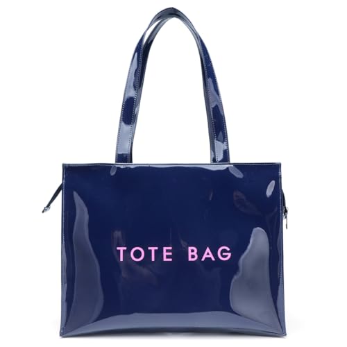 ALINUOYQ PVC Stylish Letter Print Handtasche große Kapazität wasserdichte Umhängetasche (blau) von ALINUOYQ