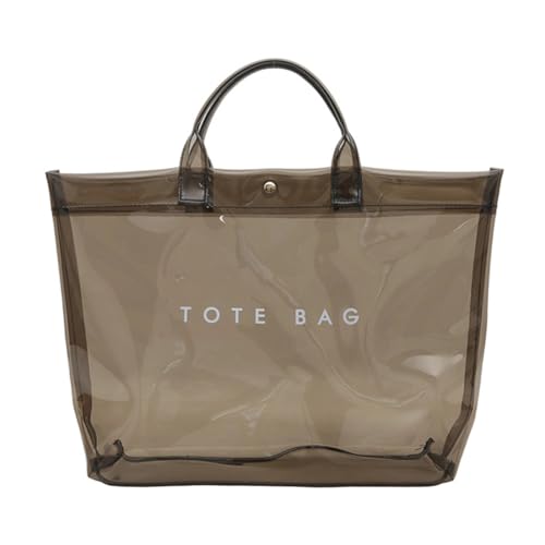 ALINUOYQ PVC Stylish Letter Print Tote große Kapazität wasserdichte Umhängetasche (grau) von ALINUOYQ