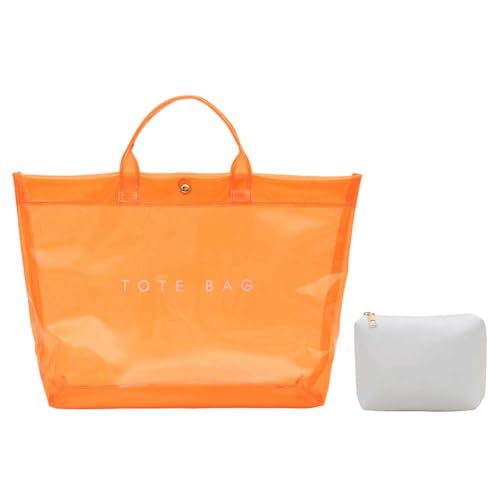 ALINUOYQ PVC Stylish Letter Print Tote große Kapazität wasserdichte Umhängetasche (orange) von ALINUOYQ