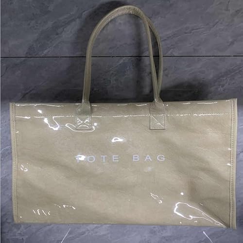 ALINUOYQ PVC Trendy Letter Print Handtasche Casual Umhängetasche Freizeittasche (milchig weiß) von ALINUOYQ