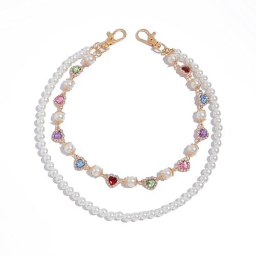 ALINUOYQ Punk Jeans Taschenkette Schlüsselanhänger Anhänger Strass Blume Perle Jeansbörse Kette Geldbörsen Charms Schmuck for Frauen Männer Niedliche Taschenanhänger von ALINUOYQ