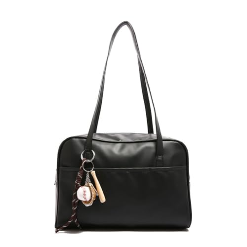 ALINUOYQ Retro-Einkaufstasche PU-Umhängetasche Top-Griff Slouchy Hobo-Geldbörse for Frauen (schwarz) von ALINUOYQ