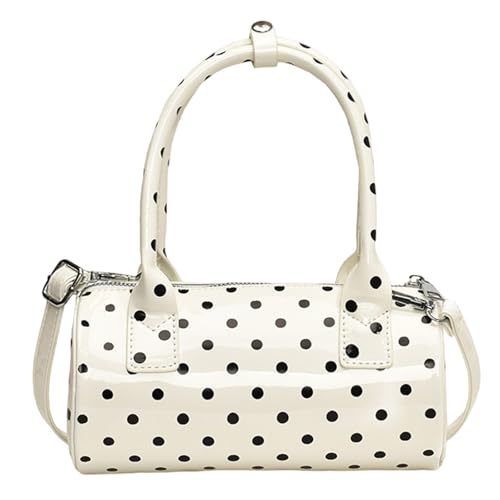 ALINUOYQ Runde Dot -Frauen S -Tasche mit Reißverschluss for die Arbeitsschule (weiß) von ALINUOYQ
