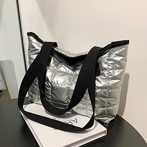ALINUOYQ Tragbare Nylon Tuch Umhängetaschen Weibliche Casual Tote Handtaschen Große Kapazität Gesteppte Einkaufstaschen for Mädchen Frauen Straße von ALINUOYQ