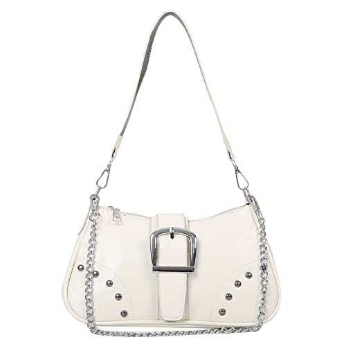 ALINUOYQ Umhängetasche, modischer, cooler Stil, Einkaufstasche, einfarbig, for Damen und Mädchen, hochwertige große Tasche mit Kettenverzierung von ALINUOYQ