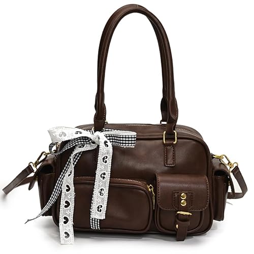 ALINUOYQ Umhängetasche PU Leder Handtasche Retro Averarm -Geldbörse for Frauen (hellbraun) von ALINUOYQ