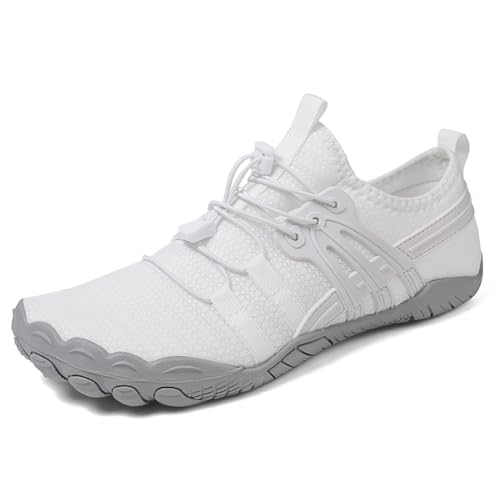 ALINUOYQ Unisex Wasserschuhe barfuß Strandschuhe Nicht zu Slip for Wassersport (weiß 41) von ALINUOYQ