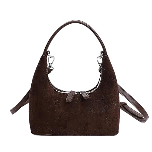ALINUOYQ Wildleder -Halbmondbeutel for Frauen kleine Geldbörse Retro Cross Body Umhängetasche Wildtaschen Herbst Handtaschen Arbeit Satchels Geldbörsen von ALINUOYQ