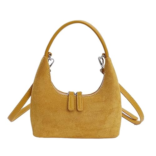 ALINUOYQ Wildleder -Halbmondbeutel for Frauen kleine Geldbörse Retro Cross Body Umhängetasche Wildtaschen Herbst Handtaschen Arbeit Satchels Geldbörsen von ALINUOYQ