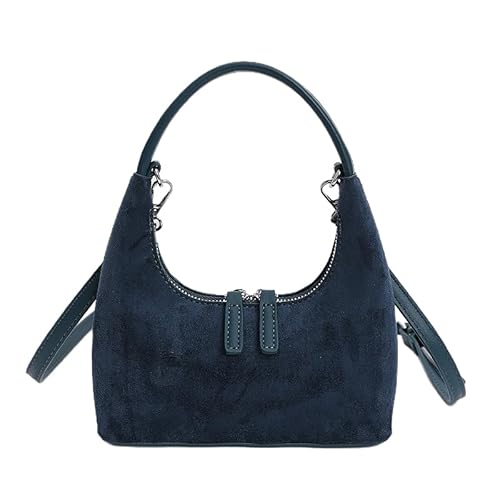 ALINUOYQ Wildleder -Halbmondbeutel for Frauen kleine Geldbörse Retro Cross Body Umhängetasche Wildtaschen Herbst Handtaschen Arbeit Satchels Geldbörsen von ALINUOYQ