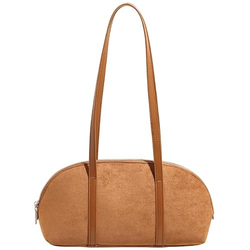 ALINUOYQ Wildleder Schultertasche for Damen Retro Boston Shoulder Bag Griff oben Tasche Handtasche in Kissenform Unterarmtaschen Vintage Tote Handtasche von ALINUOYQ