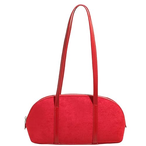 ALINUOYQ Wildleder Schultertasche for Damen Retro Boston Shoulder Bag Griff oben Tasche Handtasche in Kissenform Unterarmtaschen Vintage Tote Handtasche von ALINUOYQ