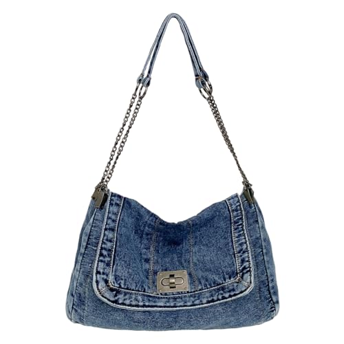 ALINUOYQ Women Denim Umhängetasche mit Kette Arbeit Crossbody Tasche Trendy Tasche (Blau 2) von ALINUOYQ