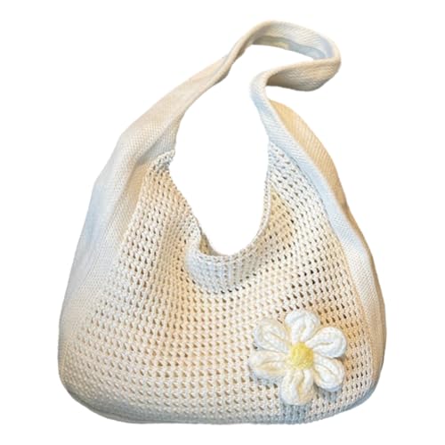 Blumenhäkeln Umhängetasche Casual Hollow -out -Stricktasche for Mädchen Frauen (Aprikose) von ALINUOYQ