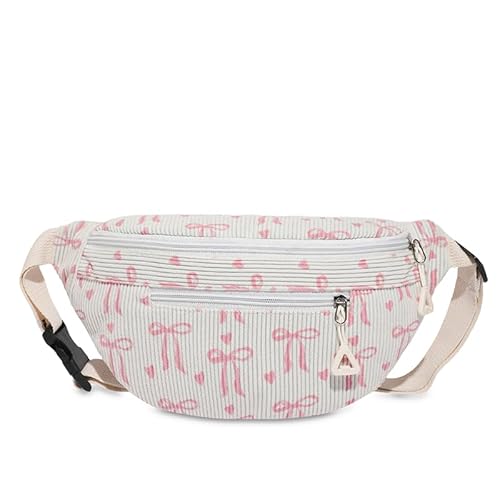 Frauen Cord -Chest -Tasche Freizeitschlinge Leichtes Sport Taillenbeutel (weiß) von ALINUOYQ