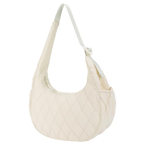 Gesteppte Halbmondtasche aus Nylon, Voluminöse Schultertasche for Damen, Dumpling Bag in Uni-Farbe von ALINUOYQ