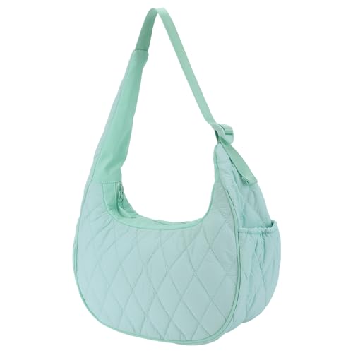 Gesteppte Halbmondtasche aus Nylon, Voluminöse Schultertasche for Damen, Dumpling Bag in Uni-Farbe von ALINUOYQ