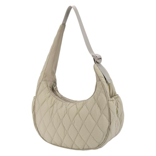 Gesteppte Halbmondtasche aus Nylon, Voluminöse Schultertasche for Damen, Dumpling Bag in Uni-Farbe von ALINUOYQ