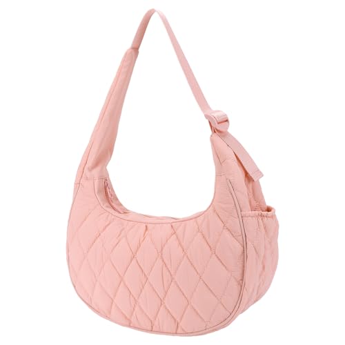 Gesteppte Halbmondtasche aus Nylon, Voluminöse Schultertasche for Damen, Dumpling Bag in Uni-Farbe von ALINUOYQ