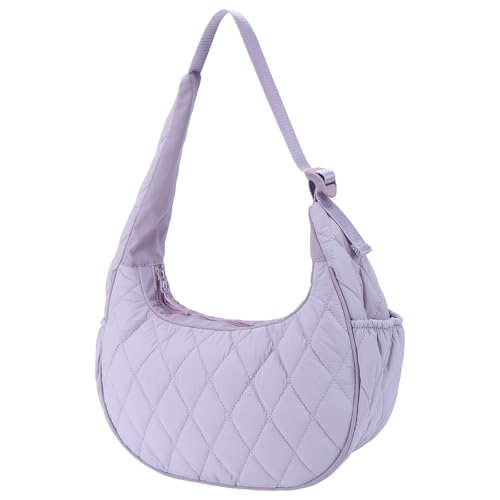 Gesteppte Halbmondtasche aus Nylon, Voluminöse Schultertasche for Damen, Dumpling Bag in Uni-Farbe von ALINUOYQ