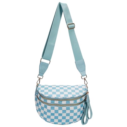 Karierte Umhängetasche for Damen Nylon Kariert Bauchtasche Crossbody Handtasche Große Gürteltaschen Bauchtaschen mit Verstellbaren Trägern Karierte Umhängetasche for Damen Nylon Kariert Bauchtasche Crossbody Handtasche Große Gürteltaschen Bauchtaschen mit Verstellbaren Trägern von ALINUOYQ