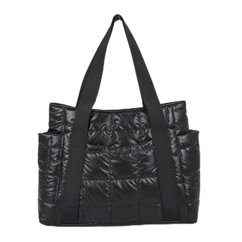 Modische gesteppte Gitter-Umhängetasche for Damen, stilvolle Einkaufstaschen aus Nylon, elegante Tragetasche mit großer Kapazität von ALINUOYQ