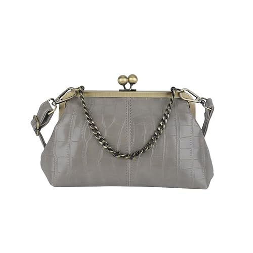 Vintage Kiss Lock Umhängetasche Krokodilmuster Crossbody -Tasche for Frauen (grau) von ALINUOYQ