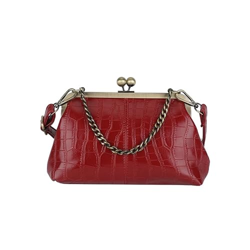 Vintage Kiss Lock Umhängetasche Krokodilmuster Crossbody -Tasche for Frauen (rot) von ALINUOYQ