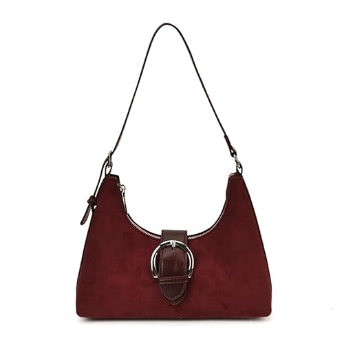 Wildleder Schultertasche for Damen Hobo Bag Y2K Handtasche Retro Wildleder Umhängetasche Unterarm Herbst Tasche von ALINUOYQ