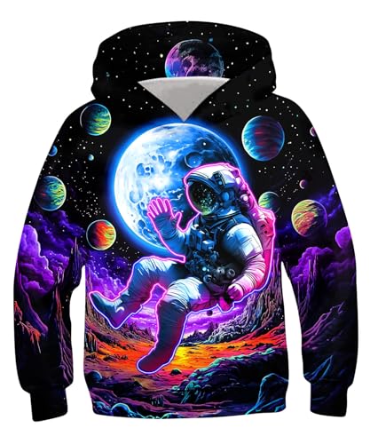 ALISISTER 3D Druck Astronaut Hoodie Kapuzenpullover Kinder Hooded Pullover Sweatshirt Lässige Party Kapuzenjacke Outwear Tops L von ALISISTER