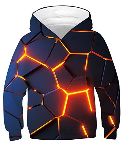 ALISISTER 3D Druck Hoodie Kapuzenpullover Kinder Coole Optische Täuschung Muster Hooded Sweatshirt Beiläufig Langarm Pulli Hoody Outfits (L=11-13 Jahre) von ALISISTER