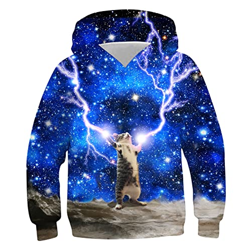 ALISISTER 3D Hoodie Kids Fun Lustige Katze Alpaka Grafik Pullover Sweatshirt Kind Junge Mädchen Langarm Kapuzensweat von ALISISTER