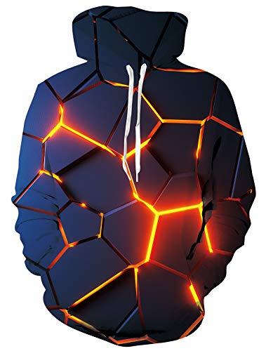 ALISISTER 3D Hoodies Sweatshirt Herren Damen Realistisch Galaxis Feuer Schädel Muster Kapuzenpullover Pullover Jugendlichen Mädchen Jungen Streetwear Hoody XL von ALISISTER
