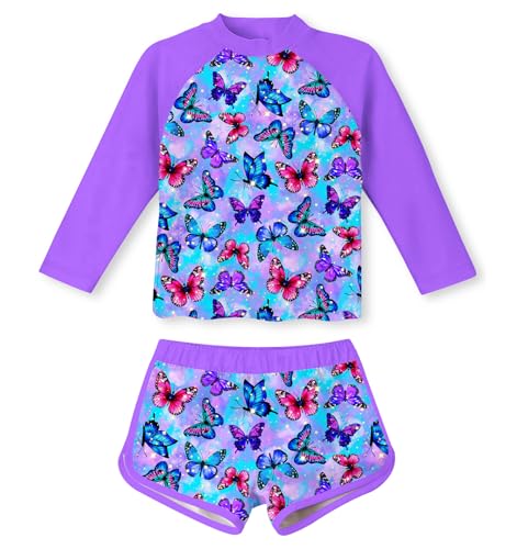 ALISISTER Badeanzug Mädchen Zweiteiliger Schmetterling Badeanzug Schöner Schnelltrocknen Druck Bademode für Kinder 7 8 Jahre von ALISISTER