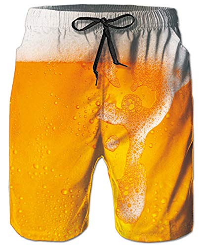 ALISISTER Badehose Herren 3D Neuheit Bier Druck Trocknen Schnell Badeshort Sommer Hawaiian Strand Schwimmhose mit Netzfutter XL von ALISISTER