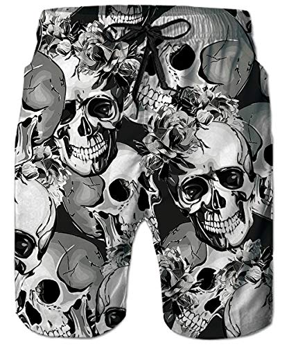 ALISISTER Badehose für Herren Junge 3D Crazy Schädel Gedruckt Schnelltrocknend Badeshorts Herren Sommer Surfen Netzfutter Strand Sporthose L von ALISISTER