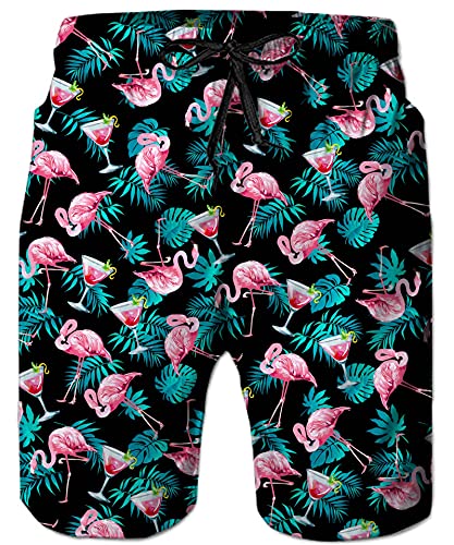 ALISISTER Badeshorts Für Herren 3D Lustig Badehose Flamingo Herren Schnell Trocknend Schwimmhose Hawaii Surfing Running Strand Shorts M von ALISISTER