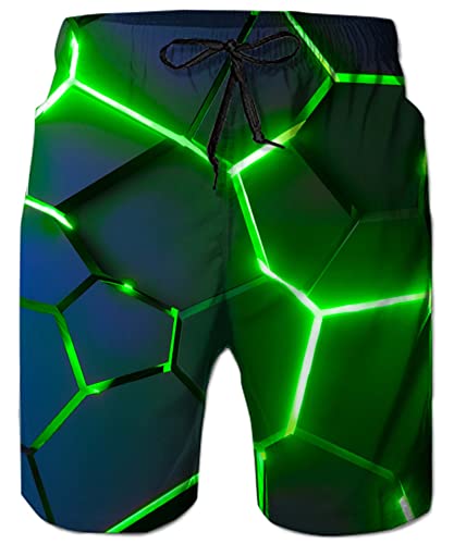 ALISISTER Badeshorts Männer 3D Geometrie Druck Kordelzug Elastische Taille Badehose Sommer Surfen Strand Sporthose Boardshorts Herren XXL von ALISISTER