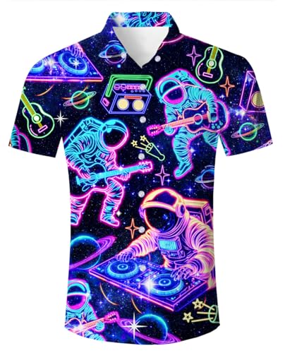 ALISISTER Hawaiihemd Herren 3D Shirts Button Down Blouse Aloha Kurzärmliges Hemd Summer Strand Party Suit L von ALISISTER