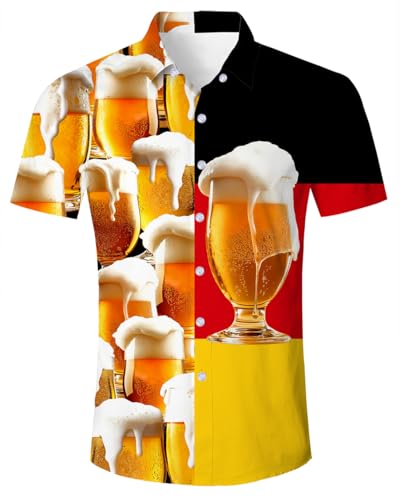 ALISISTER Hawaiihemd Herren Lustig 3D Bier Gedruckt Kurzarm Hawaii Hemd Tropical Button Down Hemden Sommer Shirts M von ALISISTER