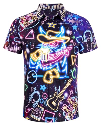ALISISTER Hawaiihemd Männer Neon Bier Hawaii Hemd Button Down Hemden Hawaii Aloha Tshirt Top M von ALISISTER