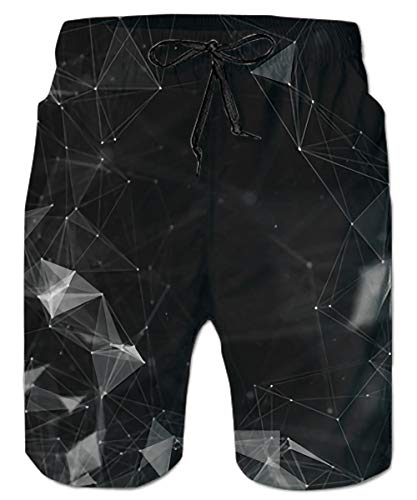 ALISISTER Herren Badeshorts Schwarz 3D Dimond Druckt Badehose Schnell Trocknend Sommer Schwimmhose Strand Surf Beachshorts Herren M von ALISISTER