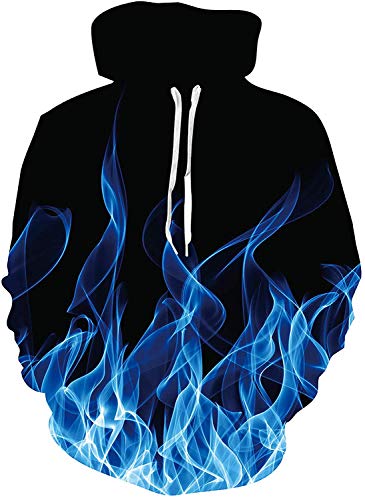 ALISISTER Herren Damen Hoodies 3D Fun Blaues Rauchen Grafik Kapuzenpullover Beiläufig Langarm Drawstring Pullover Sweatshirt für Sport Party Festival M von ALISISTER