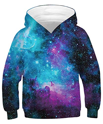 ALISISTER Jungen Mädchen Galaxy Hoodie Sweatshirt Kinder Lustig Gedruckt Kapuzenpullover Langarm Sweatshirt Tops (M=8-10 Jahre) von ALISISTER
