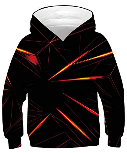 ALISISTER Jungen Mädchen Hoodie Kinder 3D Bunte Geometrie Muster Kapuzenpullover Pullover Sweatshirt Herbst Winter Kapuzenpullis Mit Taschen (S=6-7 Jahre) von ALISISTER