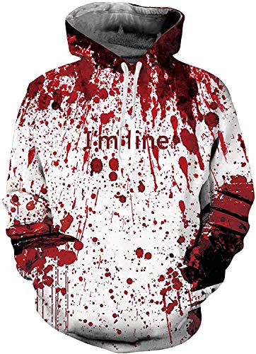 ALISISTER Kapuzenpullover Herren Damen 3D Schrecklich Blutig Druck Halloween Hoodies Pullover Teens Beiläufig Langarm Festival Party Hooded Sweatshirts mit Taschen S von ALISISTER